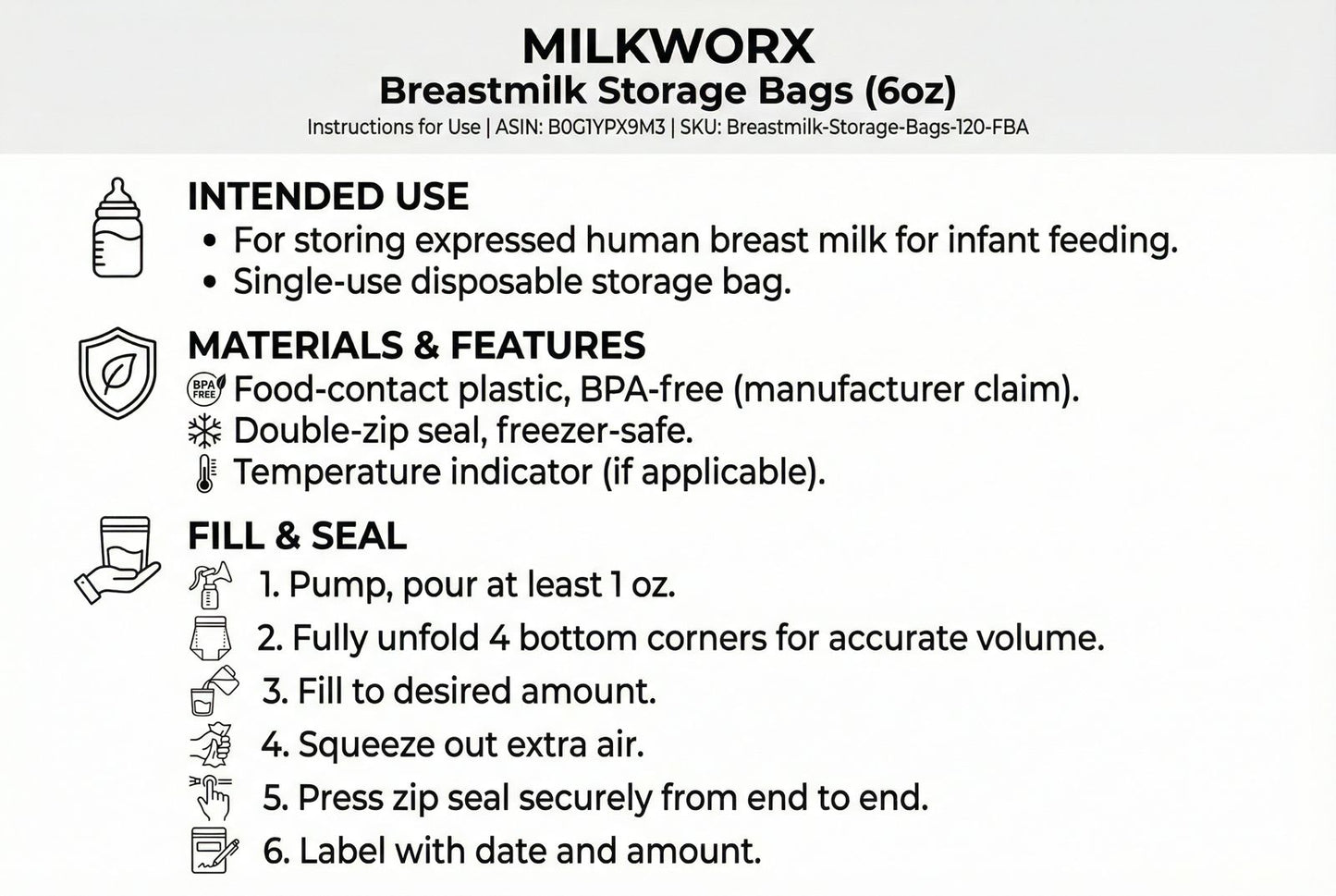 Breastmilk Storage Bags (Qty: 100)