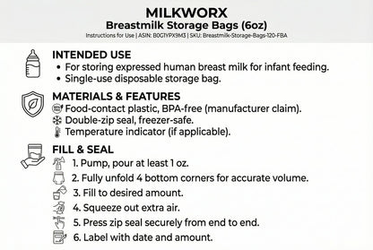 Breastmilk Storage Bags (Qty: 100)